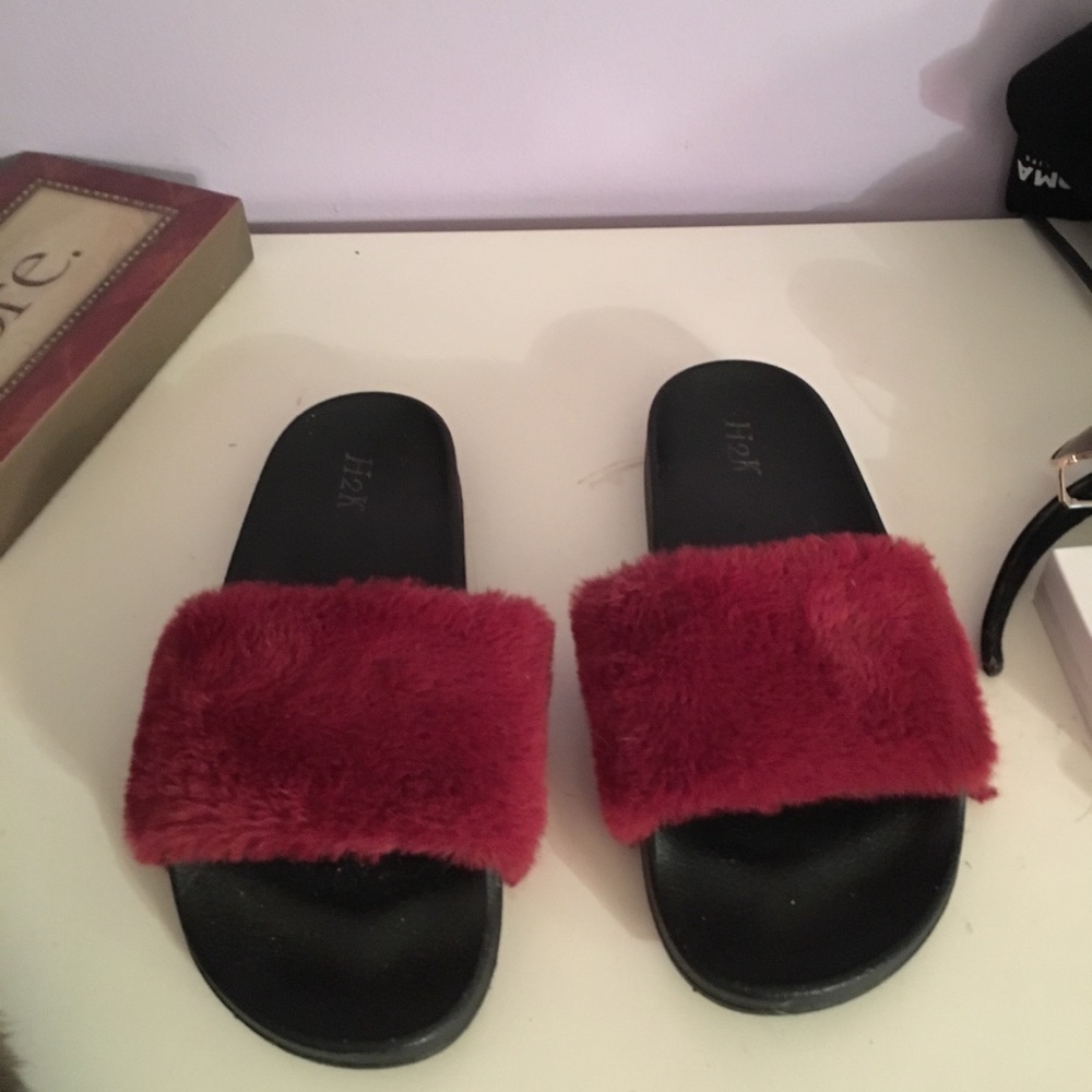 Red fuzzy slides